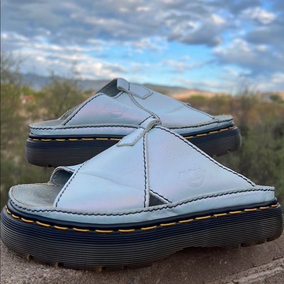 🏴󠁧󠁢󠁥󠁮󠁧󠁿 Dr. Martens Daisy MIE Blue Opal Chunky Platform Slides UK 5 - Picture 4 of 17